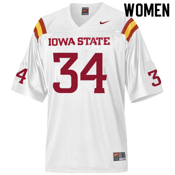 Women #34 Blaze Doxzon Iowa State Cyclones College Football Jerseys Sale-White - Click Image to Close